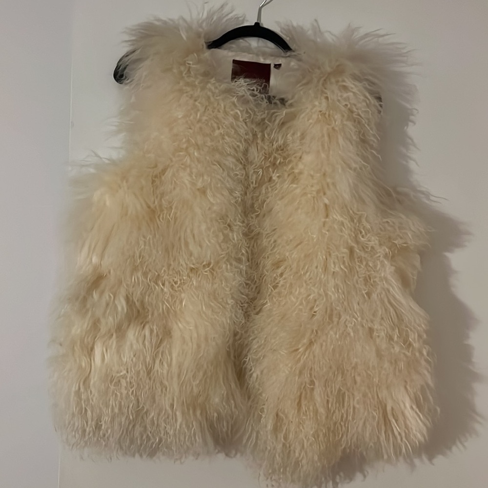 525 America White Mongolian Fur Vest